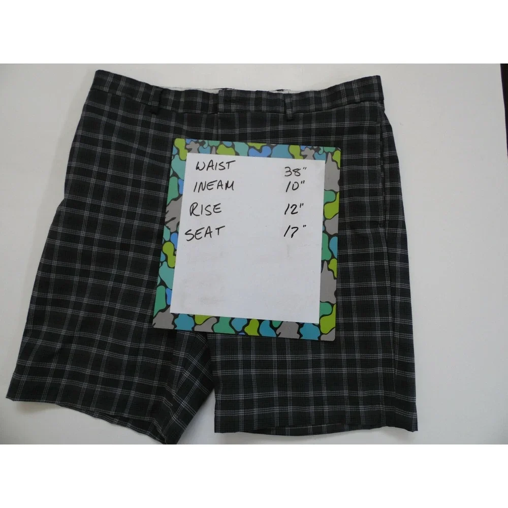 Greg Norman Black Plaid Lightweight Golf Shorts Mens Size 36 EUC